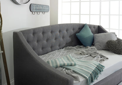 Flair Furnishings Aurora Grey Fabric Single Daybed with Trundle