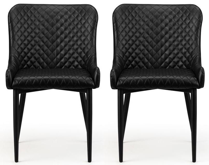 2 x Julian Bowen Black Faux Leather Dining Chairs
