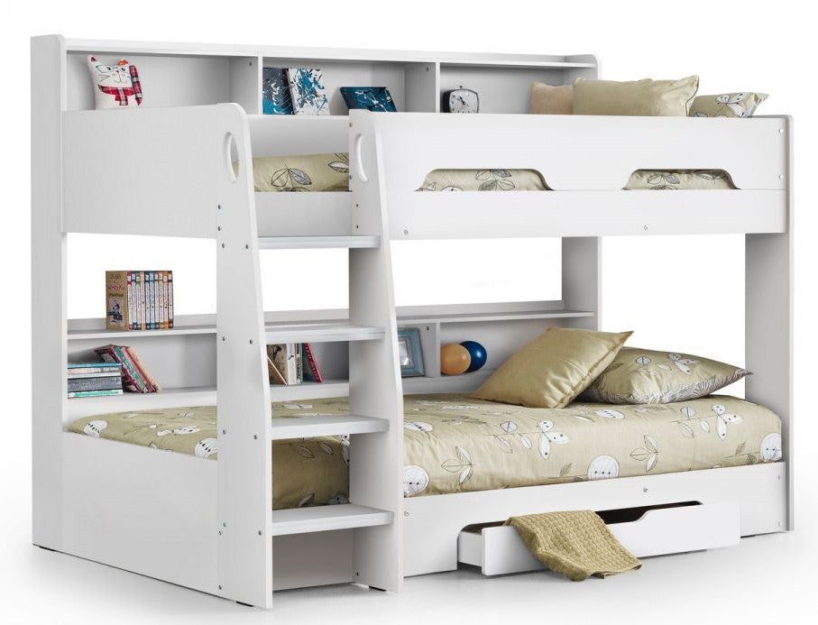Bunk beds for kids in UK with storage in white