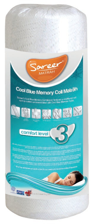 Sareer Matrah 4ft6 Double Cool Blue Memory Foam Open Coil Mattress