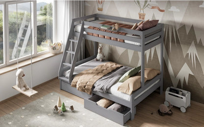 Noomi Nora Grey Solid Wood Triple  Bunk Bed