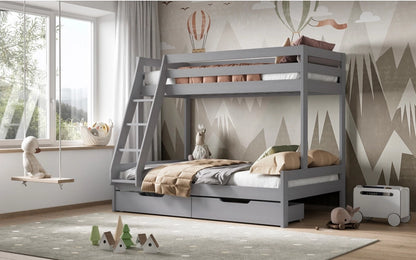 Noomi Nora Grey Solid Wood Triple  Bunk Bed