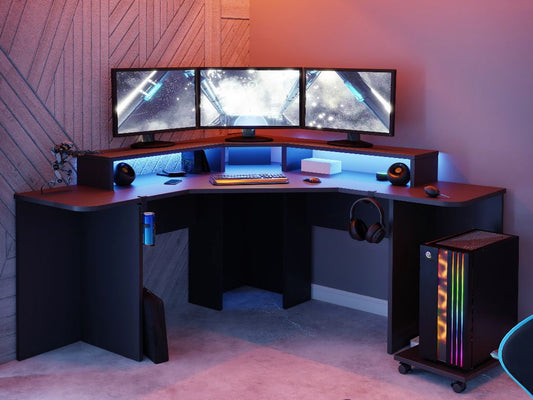 Recoil Quartz LED Corner Computer Gaming Desk