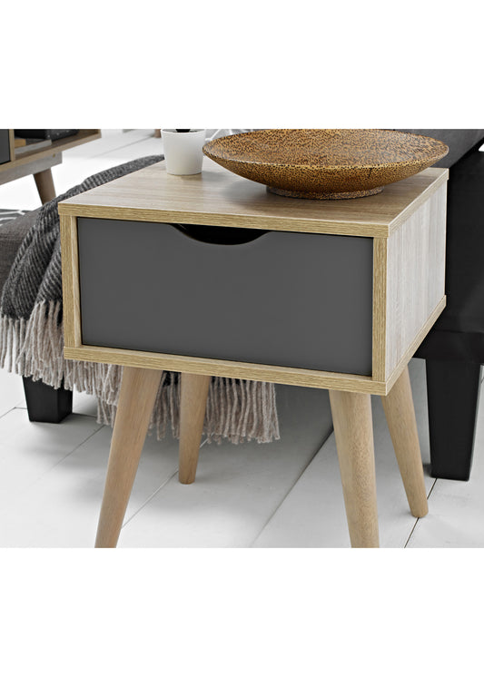 LPD Scandi Grey Oak End Table with Drawer