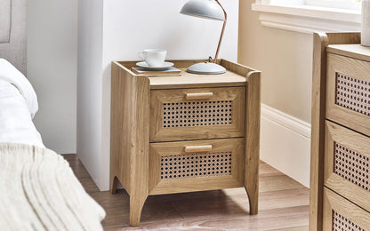 syd001 sydney rattan effect 2 drawer bedside