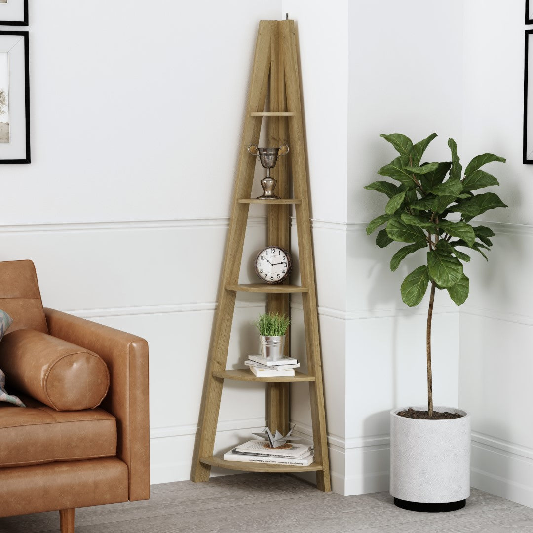 LPD Tiva Oak Corner Shelving Ladder