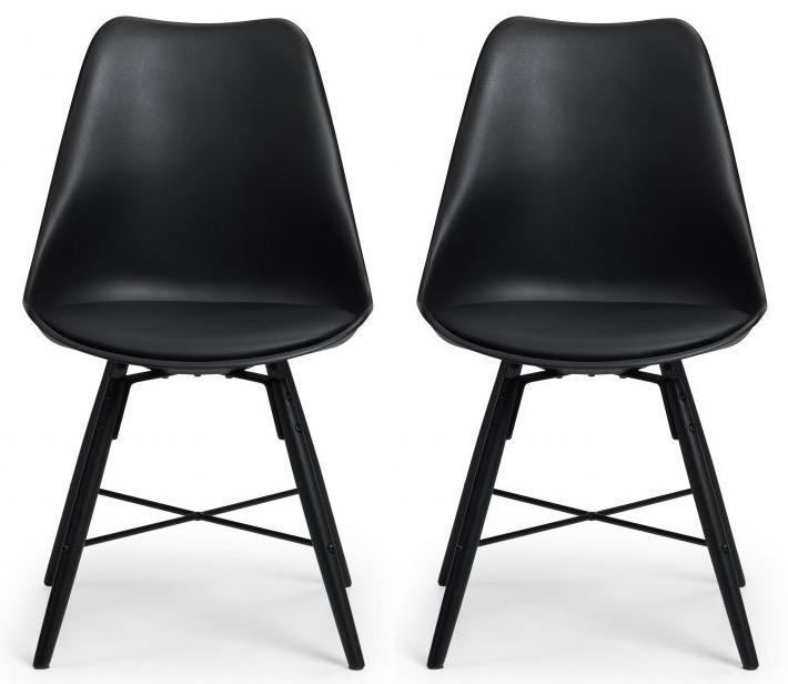 2 x Julian Bowen Kari Black Seat & Black Legs Dining Chairs